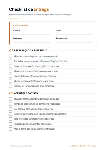 Prévia do material Checklist de Entrega